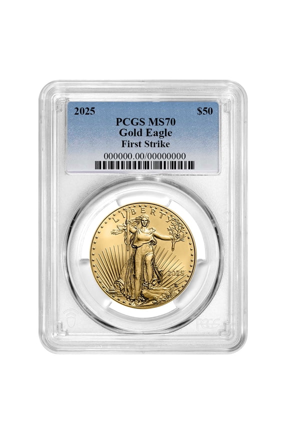 2025 $50 American Gold Eagle 1 oz PCGS MS70 FS Blue Label