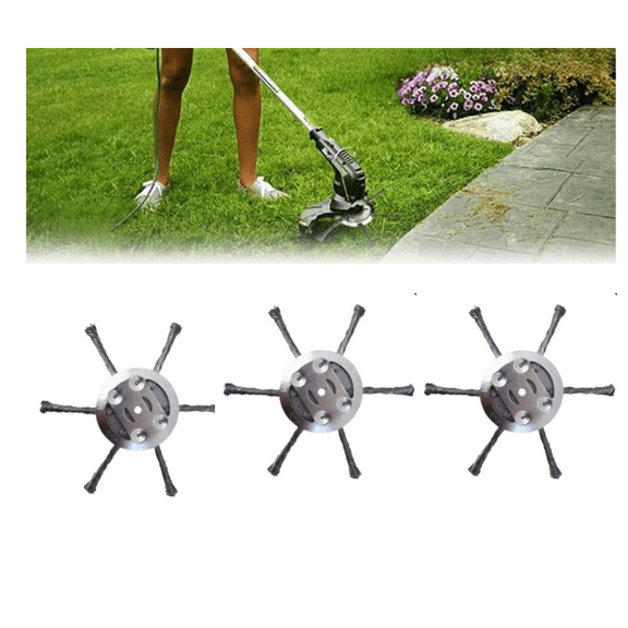 2025 6 Inch Steel Wire Brush Cutter Trimmer Head, Universal Steel Wire Trimmer Head Replacement-Heavy-Duty Weed Brush Cutter,for Lawn Mower Tray, Landscapes Grass Trimming Weed (3PCS- 6 Leaves)