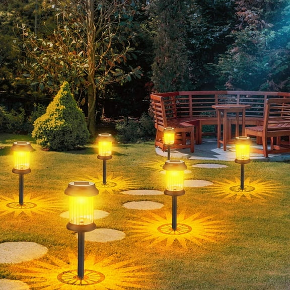 2025 6PCS Super Bright Solar Lights Outdoor , Dusk To Dawning Up To 12 Hrs Solar Powered Outdoor Pathways Garden Lights Auto On/Off,LED Landscapes Clearance