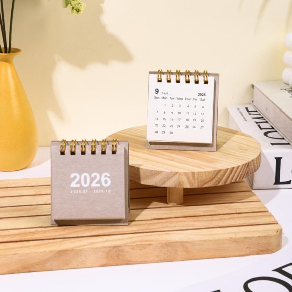 2025.7-2026.12 English Calendar Simple Solid Mini Desktop Calendar Paper Desk Note Calendar Dual Daily Scheduler Table Planner Office Decoration
