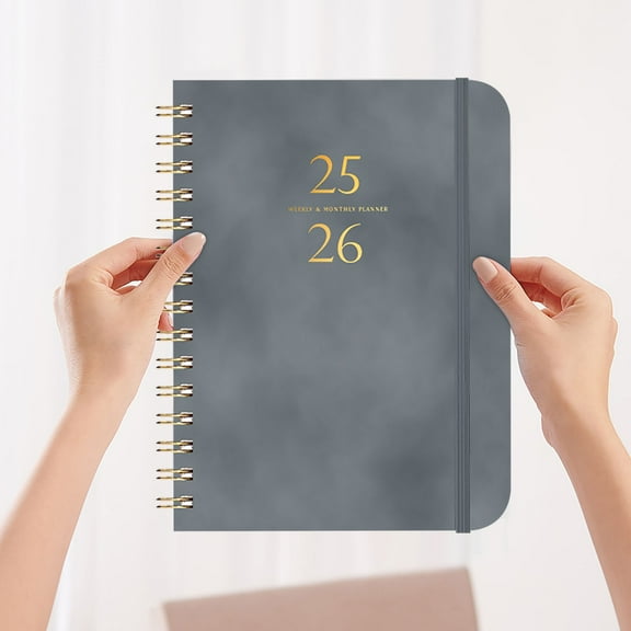 2025 A5 Schedule Book Planner with Leather Strap, Coil Binding, Self-Discipline Card & Custom Printing - Daily Organizer Notebook for Students & Professionals - Productivity Tool (1 Pack)