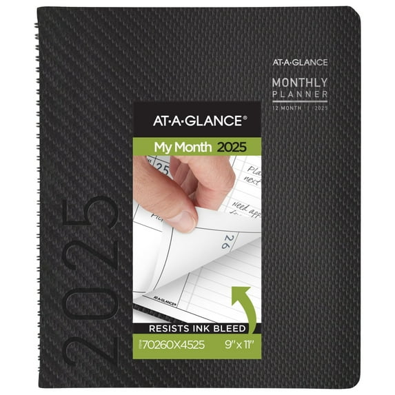 2025 AT-A-GLANCE® Contemporary Monthly Planner, 9" x 11", Charcoal, January To December, 70260X45