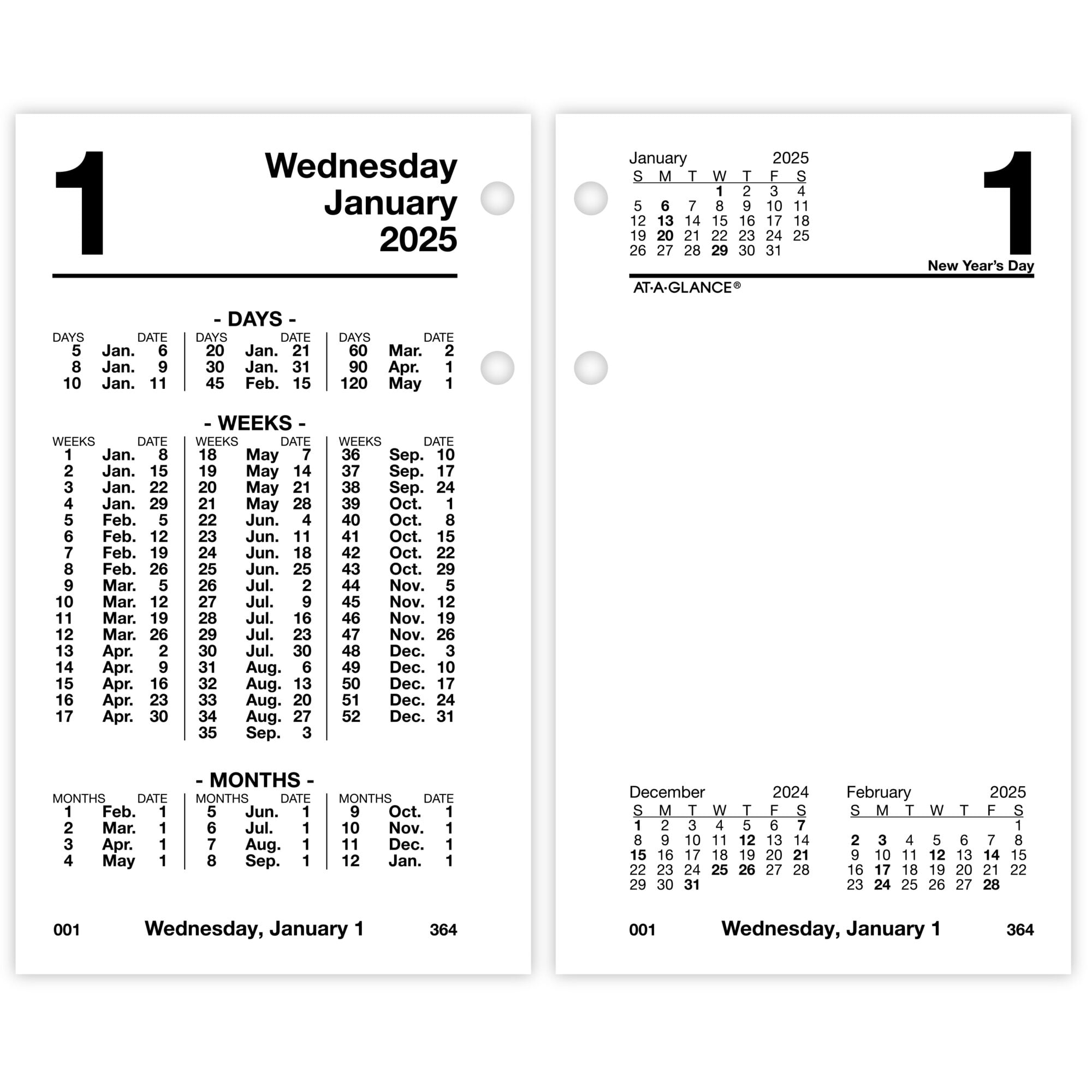 AT-A-GLANCE 2025 Financial Daily Desk Calendar Refill Standard 3 12 x 6 - Desk