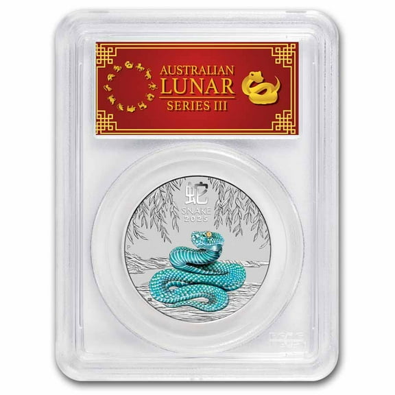 2025 AUS 1/2 oz Silver Colorized Lunar Snake MS-70 PCGS FS