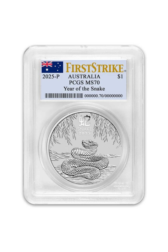 2025 AUS 1 oz Silver Lunar Snake MS-70 PCGS (FS, Flag Label)