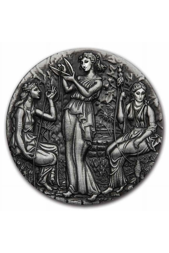 2025 AUS 2 oz Silver Fate The Moirai Antiqued & High Relief (Box)