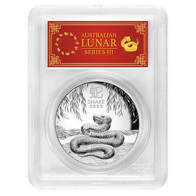2025 AUS 5 oz Silver Snake HR COA 6 PR70 DCAM (FS, Red Label