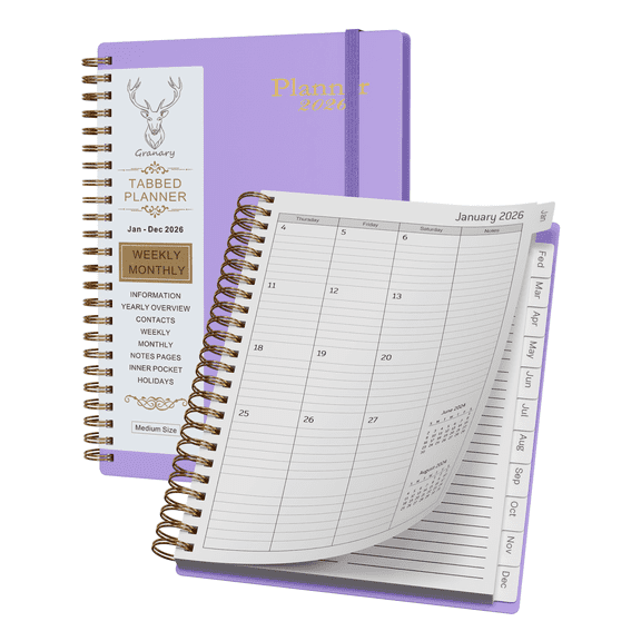 2026 Academic Planner -DoDoMagxanadu Weekly & Monthly Planner January 2026-December 2026 (6.1”x8.5”),Spiral Bound Planner 2026 with Tabs Hard Cover