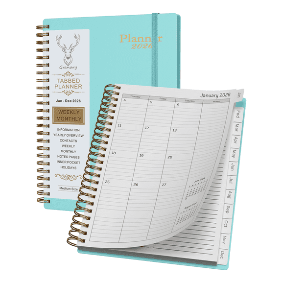 2026 Academic Planner -DoDoMagxanadu Monthly Planner January 2026-December 2026,(6.1”x8.5”),Spiral Bound Planner 2026 with Tabs Hard Cover