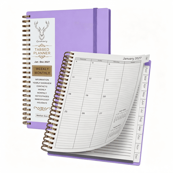 2027 Academic Planner -DoDoMagxanadu Weekly & Monthly Planner January 2027-December 2027 (6.1”x8.5”),Spiral Bound Planner 2027 with Tabs Hard Cover