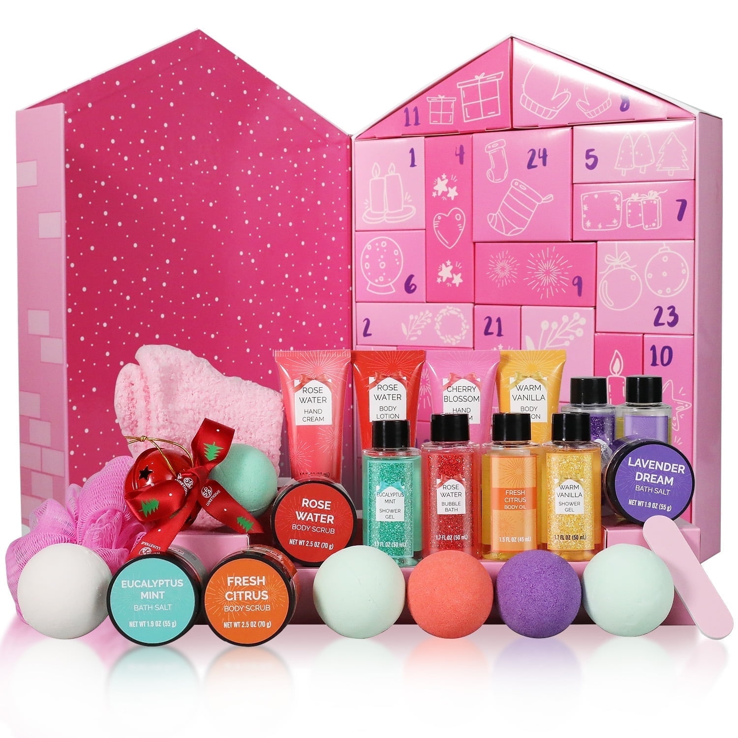 Spa Luxetique 2025 Advent Calendar, 24 Days Bath and Body Christmas Day Gifts Sets for Women Surprise