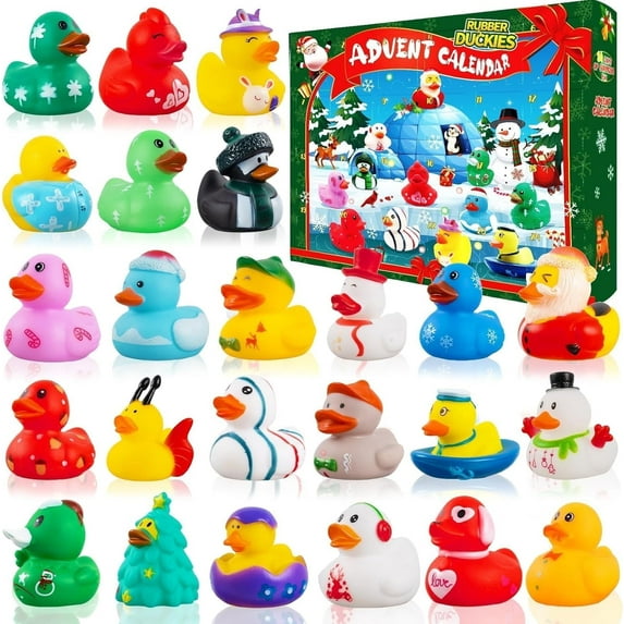 2025 Advent Calendar Christmas Ducks Set- 24pcs Rubber Duck Xmas Advent Calendar 24 Days of Christmas Countdown Fun Duck Bath Props for Winter Xmas Holiday Gifts Shower Party Enthusiasts
