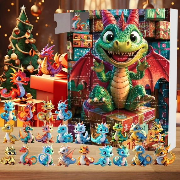2025 Advent Calendar Dragon - 24 Days Christmas Countdown Set with 2D Dragon Ornaments Pendants, Advent Calendar 2025 for All Ages, Doubles as Xmas Tree Decor, Christmas Vacation Decor for Collectors
