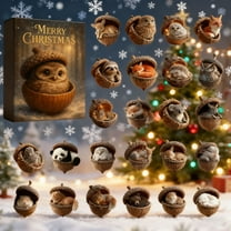 2025 Advent Calendar Pinecone Animals Acrylic Wall Hanging Holiday Countdown to Christmas Decor for Home Mantel Table Centerpiece(A)