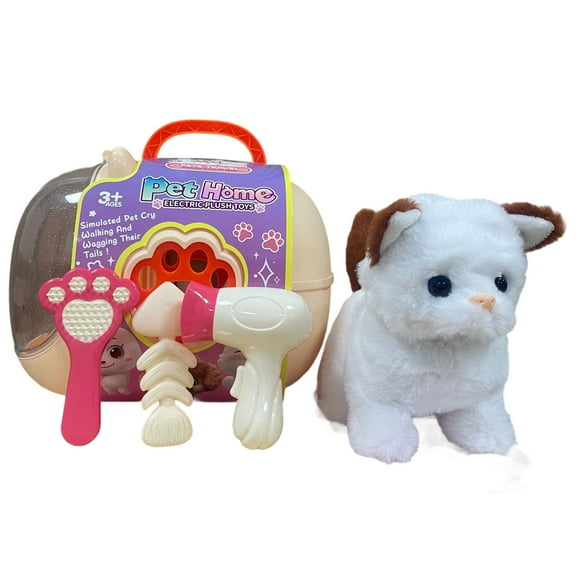 2025_Ai Robot Cat - Smart Realistic Robot Cat That Acts Like A Real Cat, Interactive Plush Robots Cat for Adults,Walking, Barking, Tail Wagging, Gifts for Pet Lovers (White02)