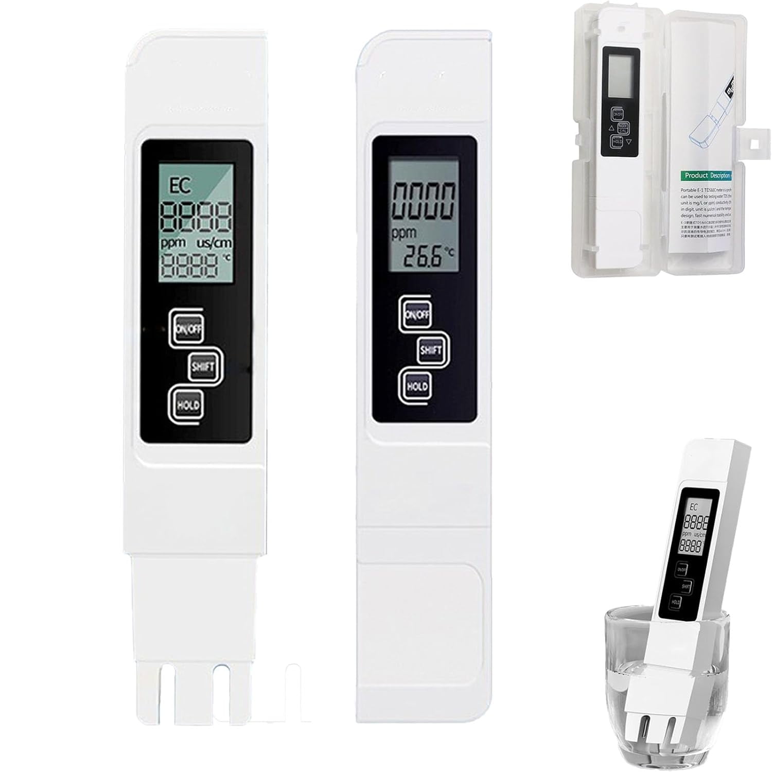 4 In 1 Tds Meter Digital Water Tester, Water Quality Tester Temperature And Humidity Meter Digital Tds Fish Monitor For Aquariums Laboratories