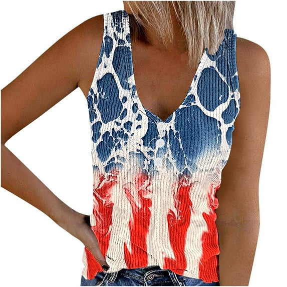 2025 American Flag Tank Tops Women 4th of July Sleeveless Shirt Patriotic Stars Stripes Racerback Vest