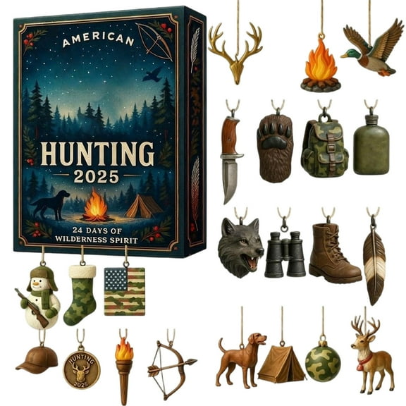 2025 American Hunting Advent Calendar -24 Day Advent Calendar for 2026 Acrylic Hanging Decor Advent Calendars 2025