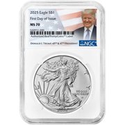 2025 American Silver Eagle FDI NGC MS70 Trump Label