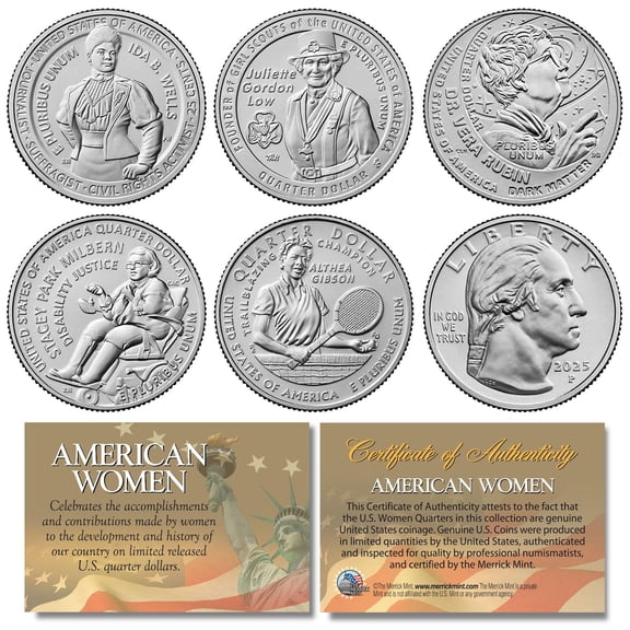 2025 American Women Quarters US Mint 5-Coin Complete Set in Capsules (P-Mint)