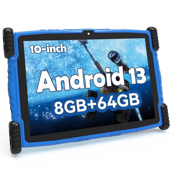 2025 Android 13 tablet,10" Android Kids Tablet 8GB+64GB, Kid-Proof Case with Kickstand, Quad-Core 1.6
