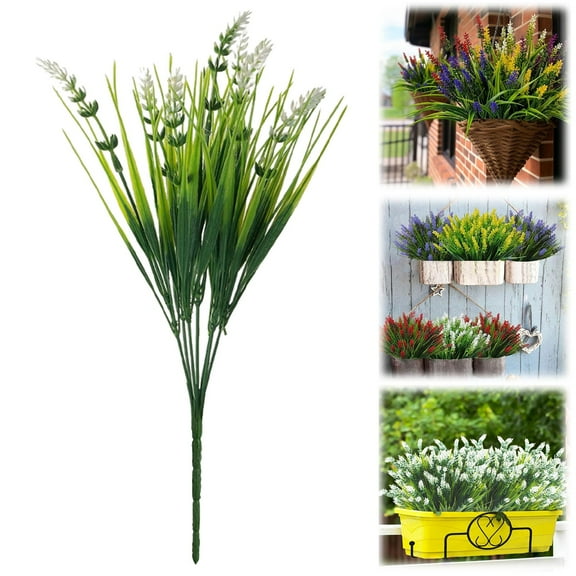 2025 Artificial Outdoor White Lavender Plant, Elegant Lifelike Bendable Faux Stem for Front Porch, Patio, Balcony, Planters & Garden Seasonal Décor