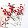 thumbnail image 1 of 2025 Artificial Red Berry Picks for Christmas Tree, 24 Pack 9.45 inch Burgundy Red Berries Stems Holly Berry Branches Ornaments Wreath Crafts Wedding Holiday Season Winter Home Decor 48PC, 1 of 9