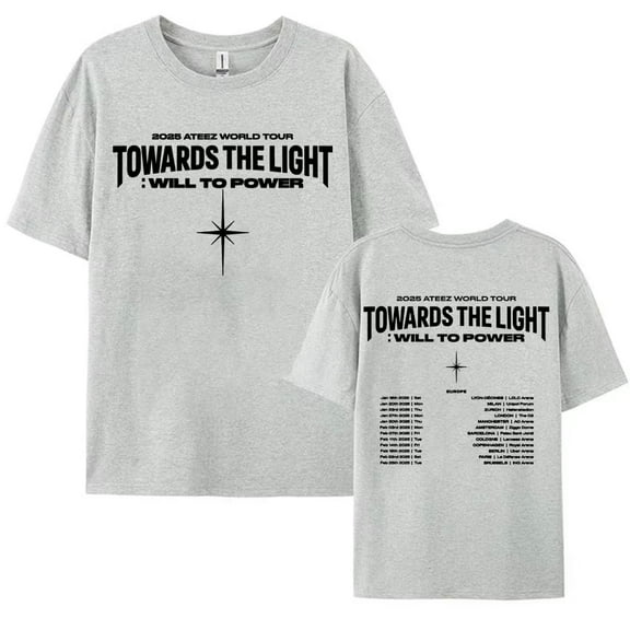 2025 Ateez World Tour Towards The Light: Will To Power T-Shirt Unisex Short Sleeve Round Neck Tee Streetwear