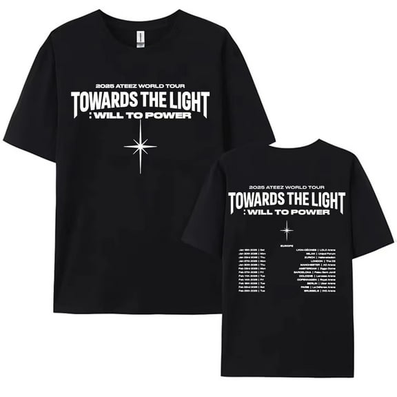 2025 Ateez World Tour Towards The Light: Will To Power T-Shirt Unisex Short Sleeve Round Neck Tee Streetwear