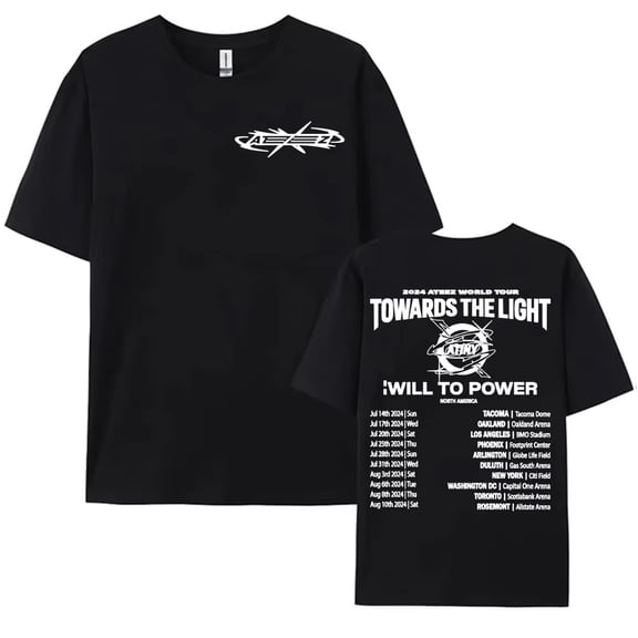 2025 Ateez World Tour Towards The Light: Will To Power T-Shirt Unisex Short Sleeve Round Neck Tee Streetwear