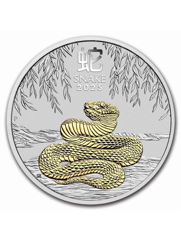 2025 Australia 1 oz Silver Lunar Snake (Gilded, w/Box & COA)