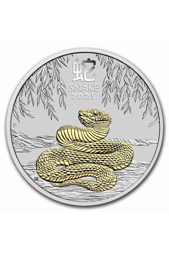 2025 Australia 1 oz Silver Lunar Snake (Gilded, w/Box & COA)