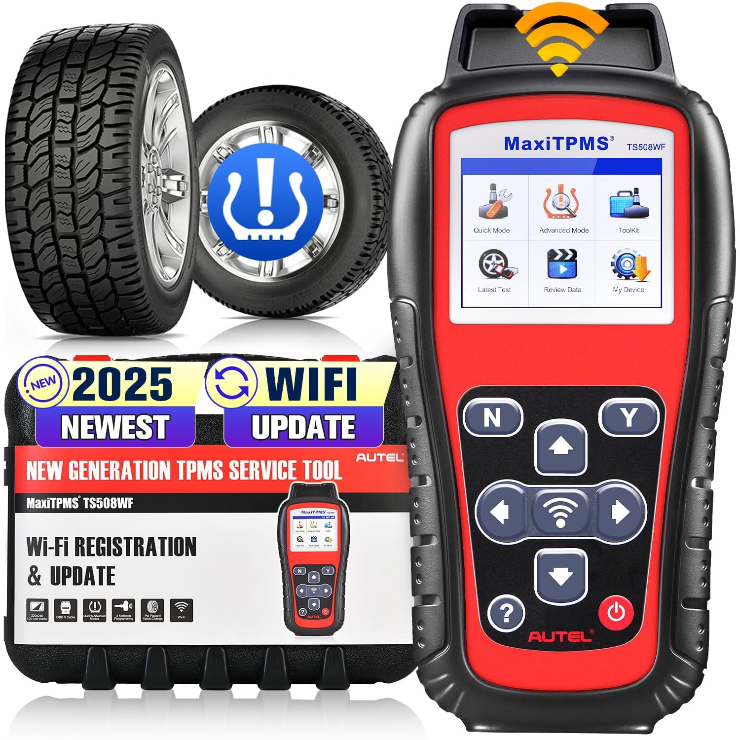 Autel MaxiTPMS TS508WF Kit - TPMS Programming Tool With 8 MX Sensors, Wi-Fi Update, Tire Sensor Relearn/Reset Tool