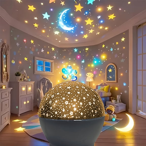 2025 Auto Rotating Star Moon Projector Night Light, RGB Color Modes, Compact Starry Sky Lamp for Bedroom Party Living Room Decor