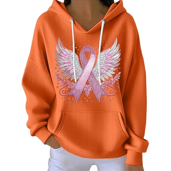2026 Autumn Hoodie Orange Hoodie Long Sleeves Round Neck Long Sleeve Pullover Sweater Angel Soft Cardigan Streetwear Hoodie(M)