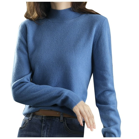 2025 Autumn Sweater Light Blue Sweater Long Sleeves Turtleneck Brown Sweater Solid Color Y2K Hoodie Workout Hoodie(M)