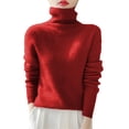 thumbnail image 1 of 2026 Autumn Sweater Red Sweater Long Sleeves Turtleneck Fall Sweaters Solid Color Cozy Hoodie College Hoodie(L), 1 of 6