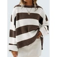 thumbnail image 1 of 2025 Autumn Winter Round Neck Long Sleeve Striped Knit Sweater Women'S Loose Fit Flared Sleeve Jumper, 1 of 18