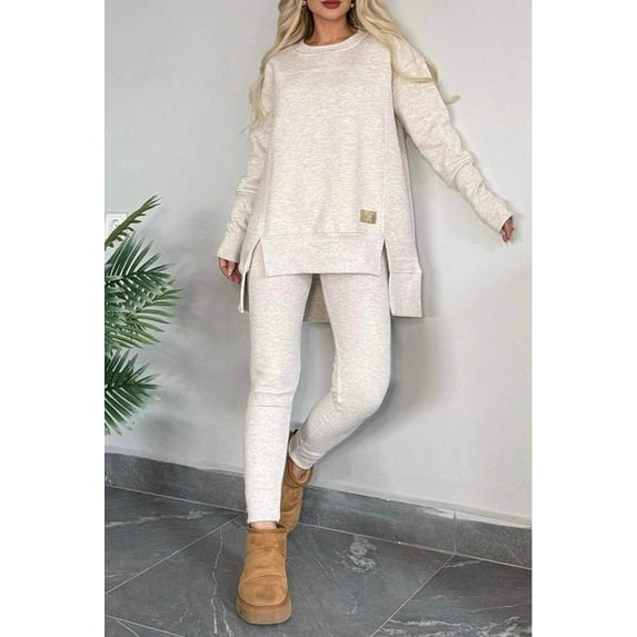 2025 Autumn Winter Women's Casual Solid Color Round Neck Long Sleeve Tops Korean Style Basic Wear Everyday Fashion Simple Outfit