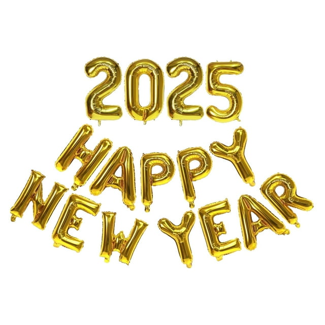 2025 Balloons 16" 2025 Gold Foil Happy New Year Number Balloons for New Year Eve Party Supplies