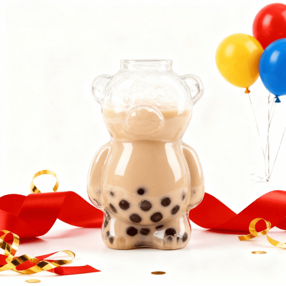 2025 Bear Cup,Cute Bear Glass Tumbler for Coffee,Beer,Wine,and Cocktails,Perfect Holiday Christmas Gift for Coffee Lovers and Drink Enthusiasts