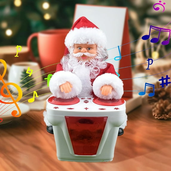 2025 Gift for Family Christmas Electric Musical Instrument Performance Santa Claus Musical Toys,White Hand Drum