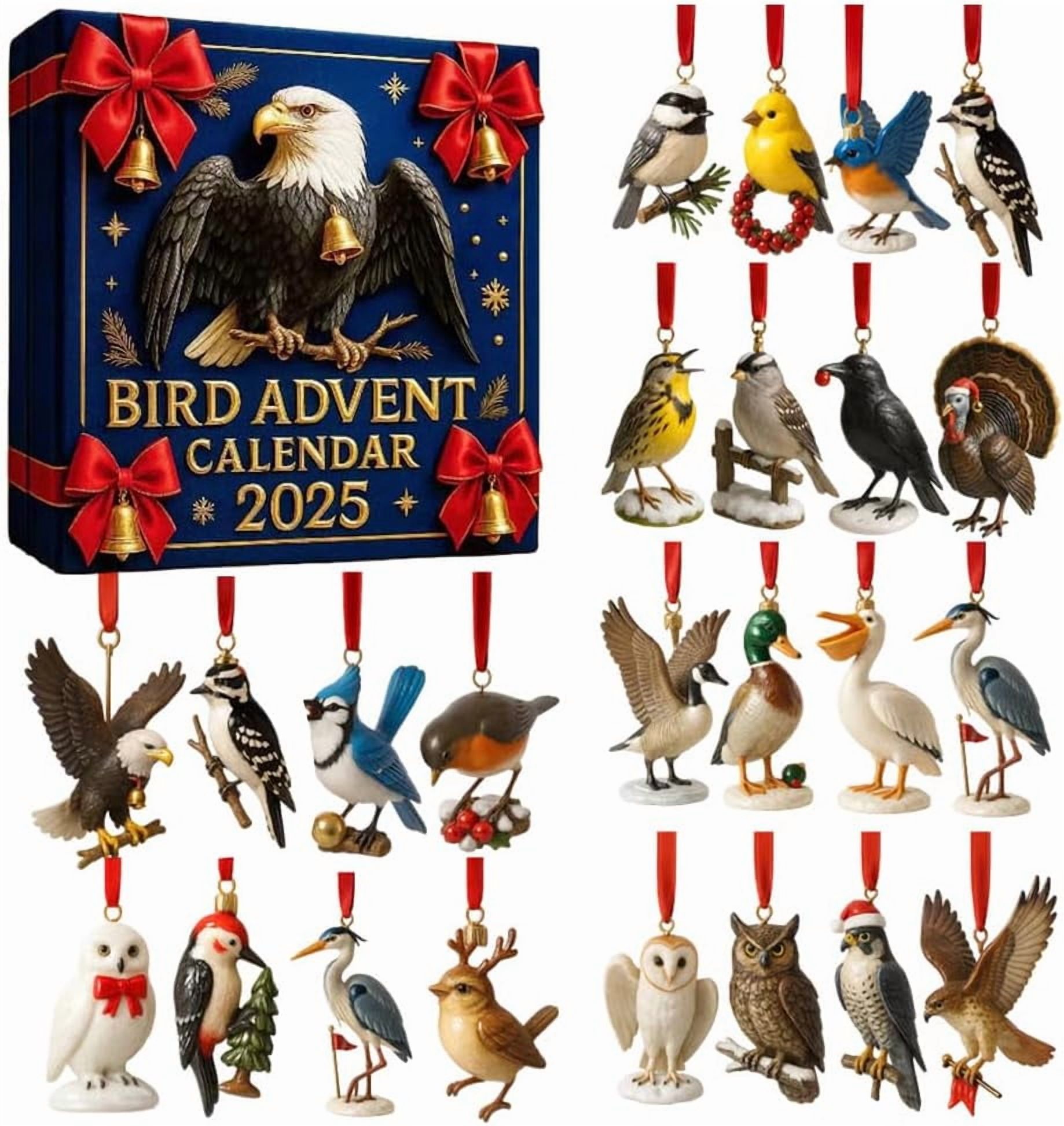 Calendrier De L'Avent 2025 Bird - 24 Ornements D'oiseaux En Acrylique 2D - Compte à Rebours De Noël Avec Décorations Suspendues
