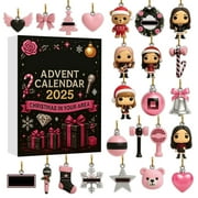 2025 Black-Pink Advent Calendar with 24 Countdown Calendars and Surprise Collectibles, Acrylic Pendant Decoration Blind Boxes Creative Gifts for Pop Fans