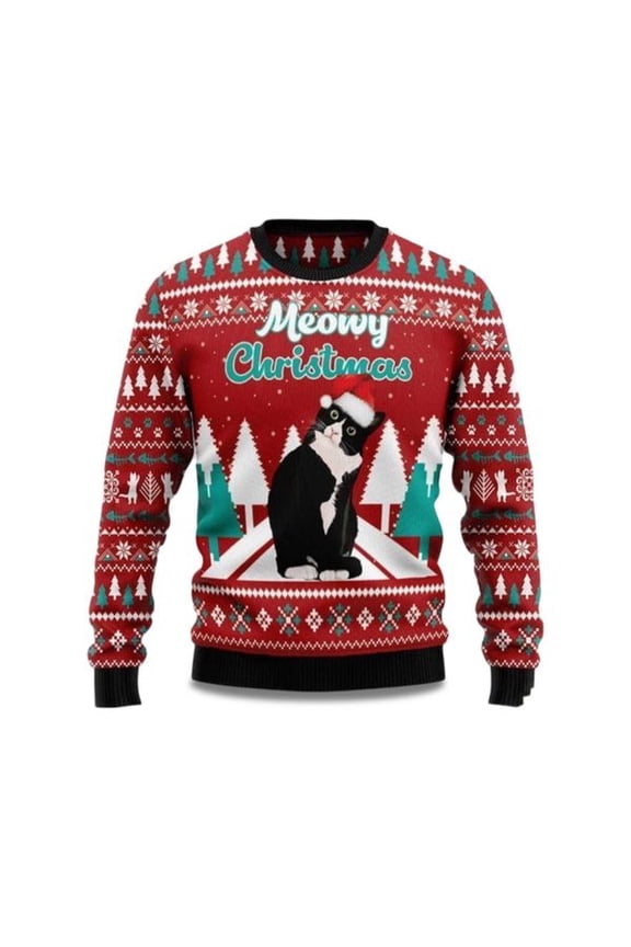 2025 Black cat Meowy Christmas 3D Christmas Sweater