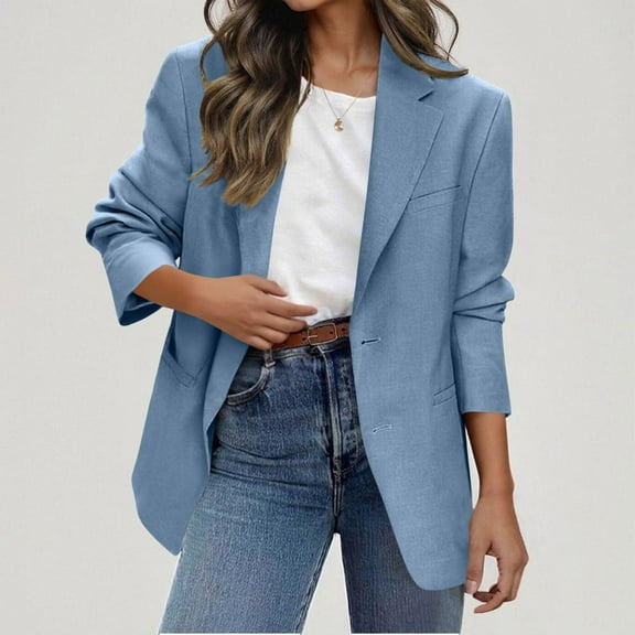 2025 Blazers for Women Business Casual Long Sleeve Lapel Open Front Suit Jacket Work Blazer with Pockets