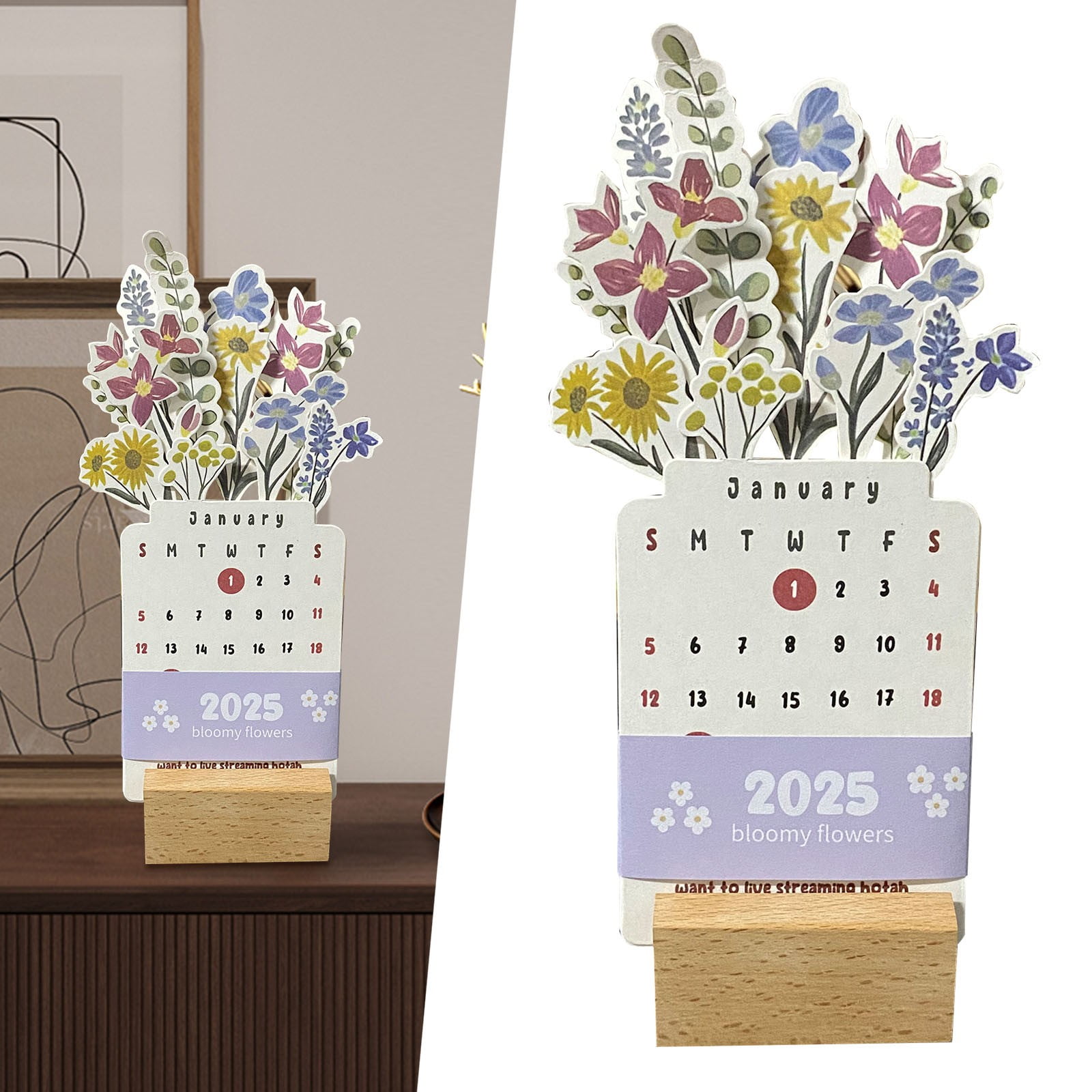2025 Bloomy Flowers Desk Calendar Small Desk Calendar 2025 Mini