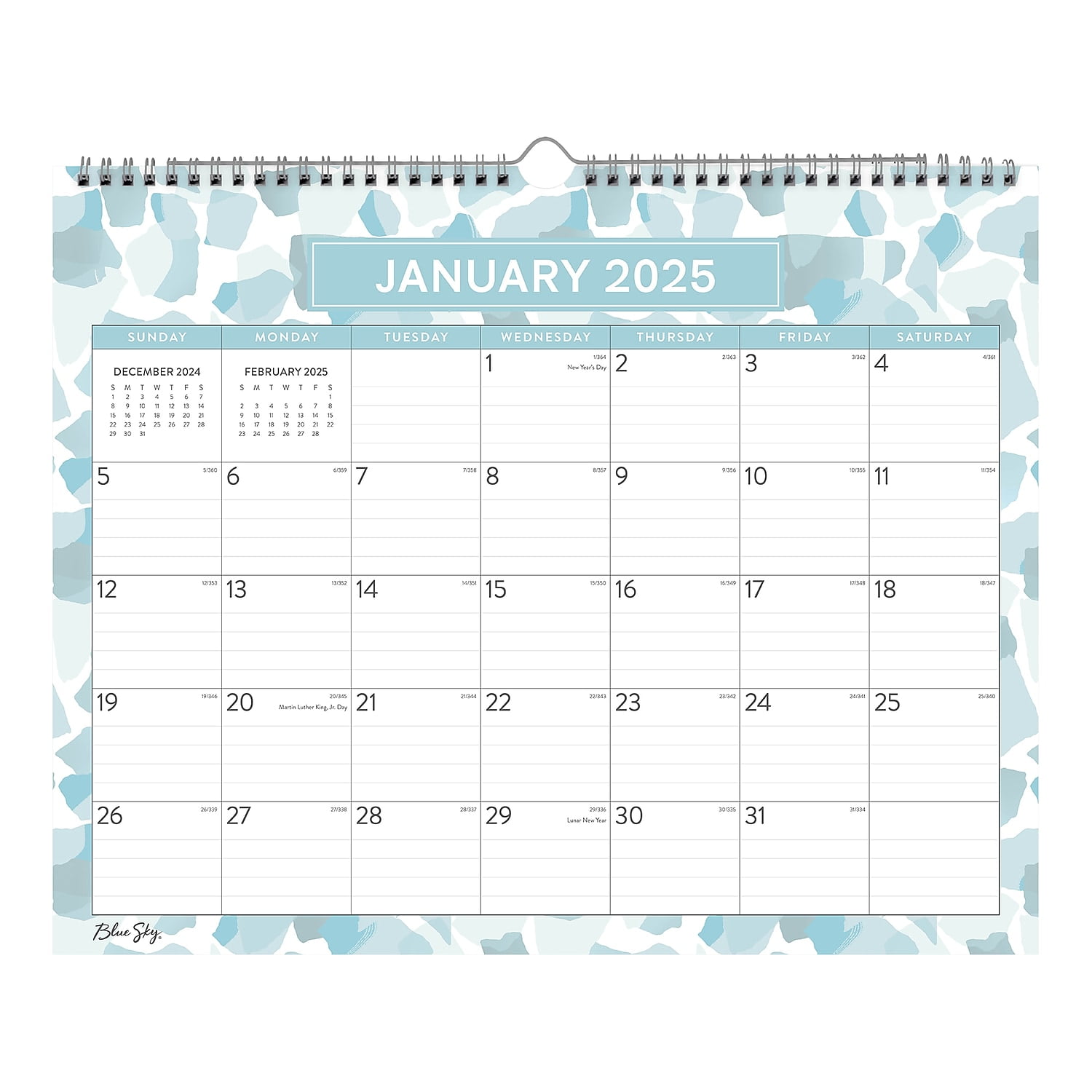 2025 Blue Sky Amitza Blue 15" x 12" Monthly Wall Calendar Blue/White (148772-25)