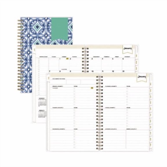 2025 Blue Sky Day Designer Tile 5" x 8" Weekly & Monthly Planner Plastic Cover Blue/White