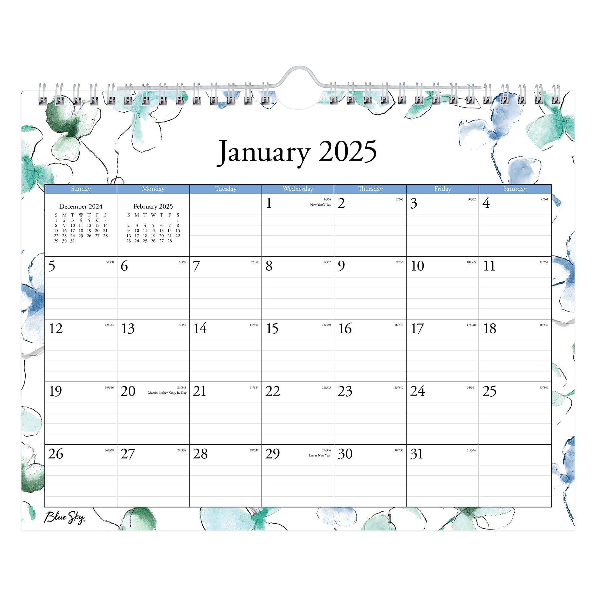 2025 Blue Sky Monthly Wall Calendar, 11" x 8-3/4"", Lindley, January 2025 To December 2025